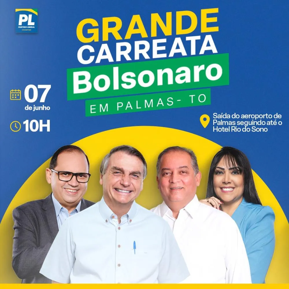 Bolsonaro em Palmas: Carreata percorrerá principais vias da Capital