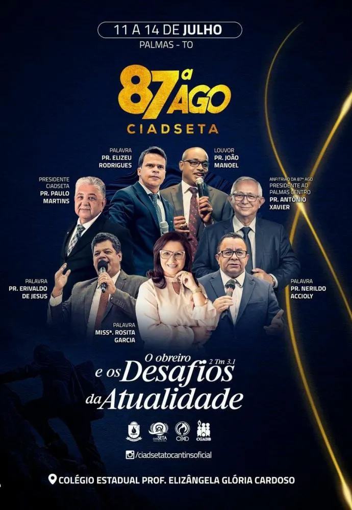 Palmas sediará a maior Assembleia Geral Ordinária - AGO, da Convenção das Assembleias de Deus CIADSETA, Tocantins, realizada nos últimos anos