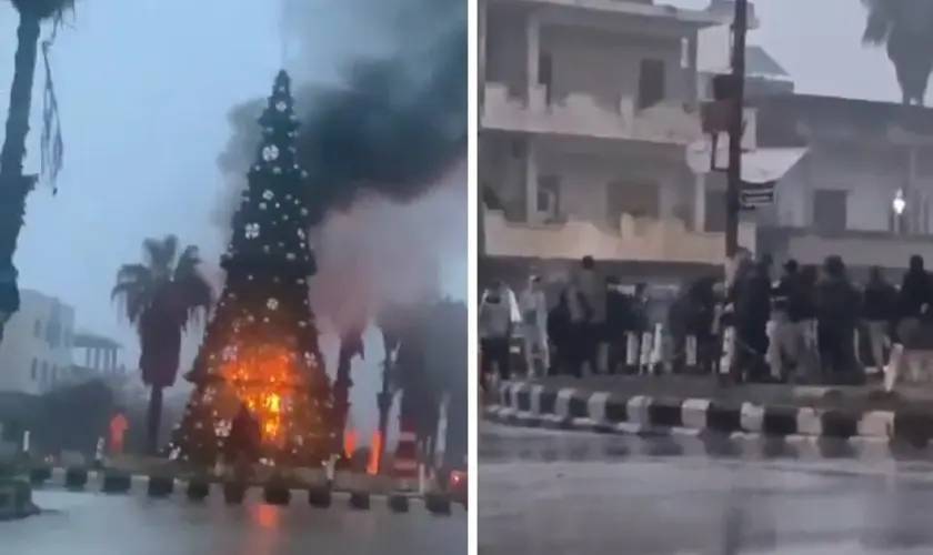 Jihadistas incendeiam árvore de Natal montada por cristãos na Síria