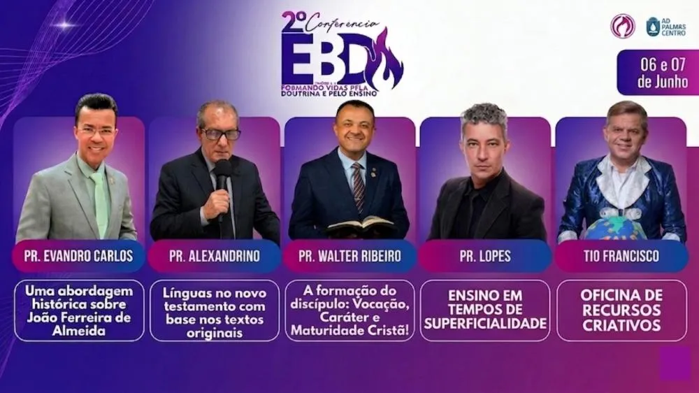 II Conferência EBD – Monte Moriá / AD Palmas Centro, 6 e 7 de junho de 2026