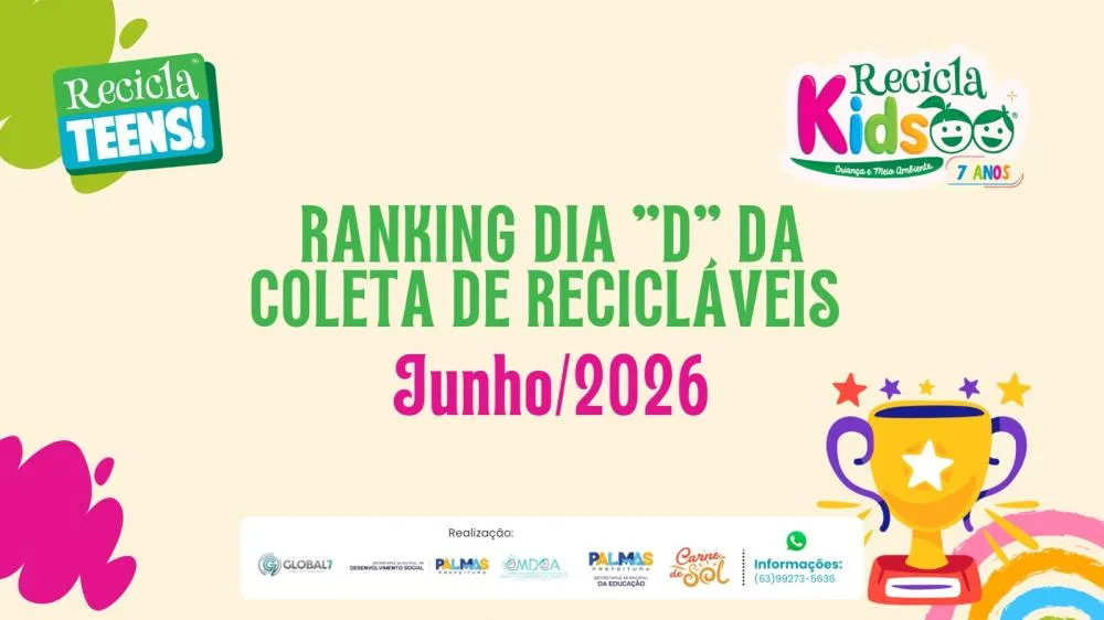 Escolas arrecadam mais de 1,6 tonelada de recicláveis na primeira etapa do Recicla Kids 2026 em Palmas