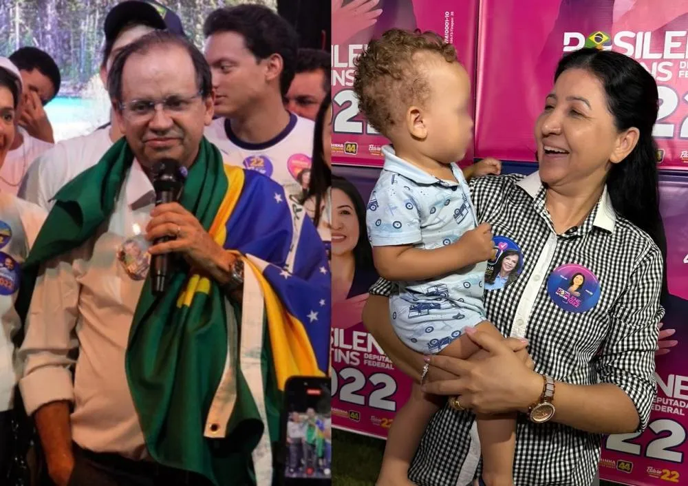 Candidatos Eli Borges, que concorre ao senado, e Rosilene Martins, que está na disputa a uma vaga à Câmara Federal